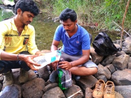 Collecting water in Nekkanti stream